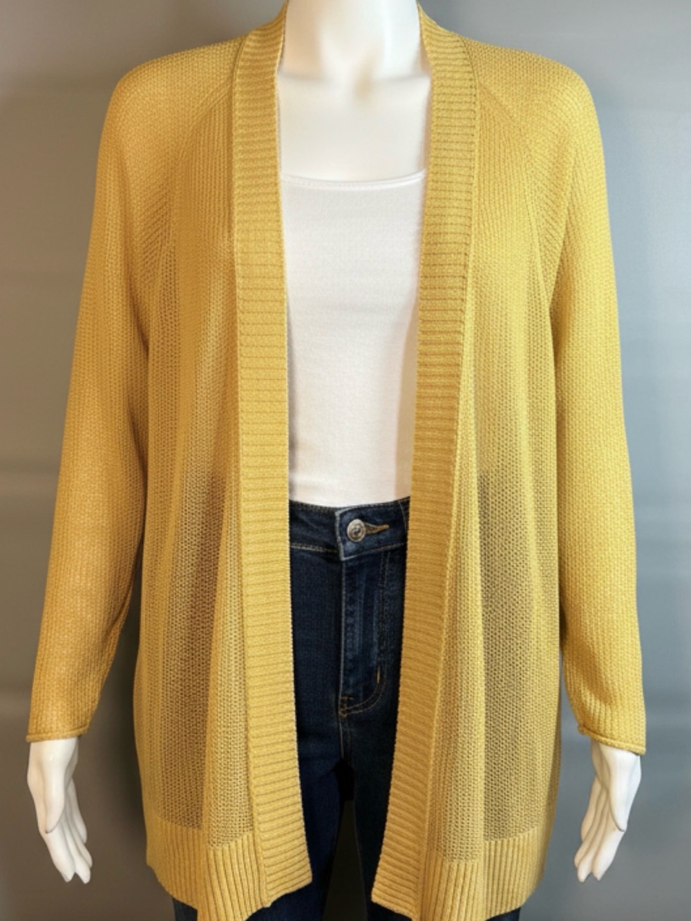 Caslon Open-Front Mustard Cardigan Sweater size XL NWT $59